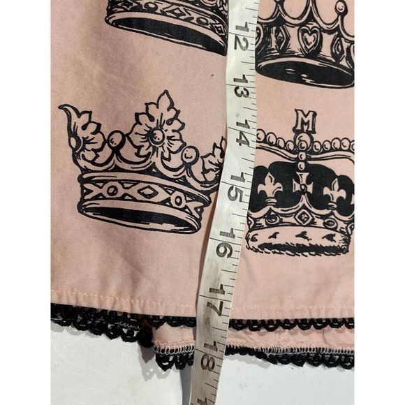 Milk Pink Crown Mini Skirt Drawsting Elastic Waist PInk Black M Unique Quirky - Picture 7 of 7